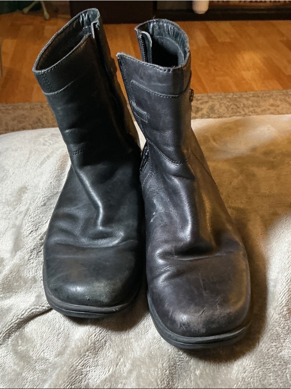 Clarks Black Leather Ankle Zip Boots